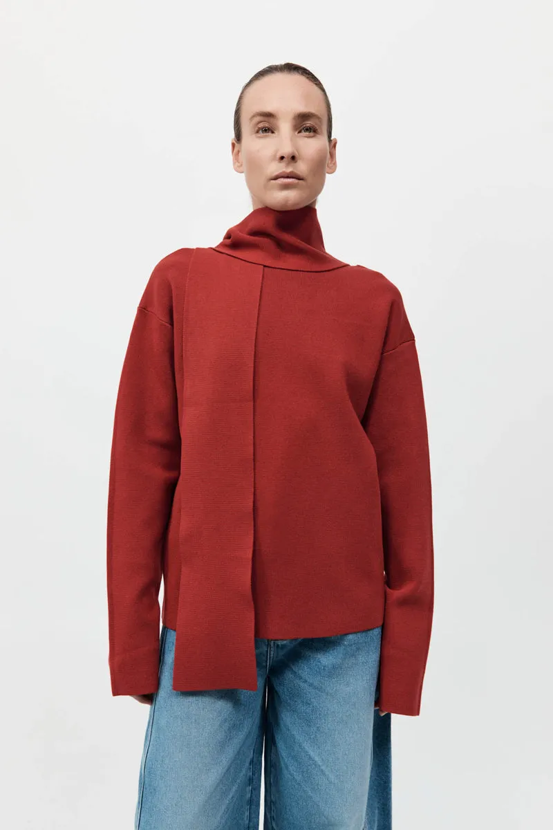 Milano Knit Scarf Jumper - Rosso sold by St. Agni