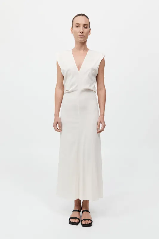 Plunge Drape Dress - Off White sold by St. Agni
