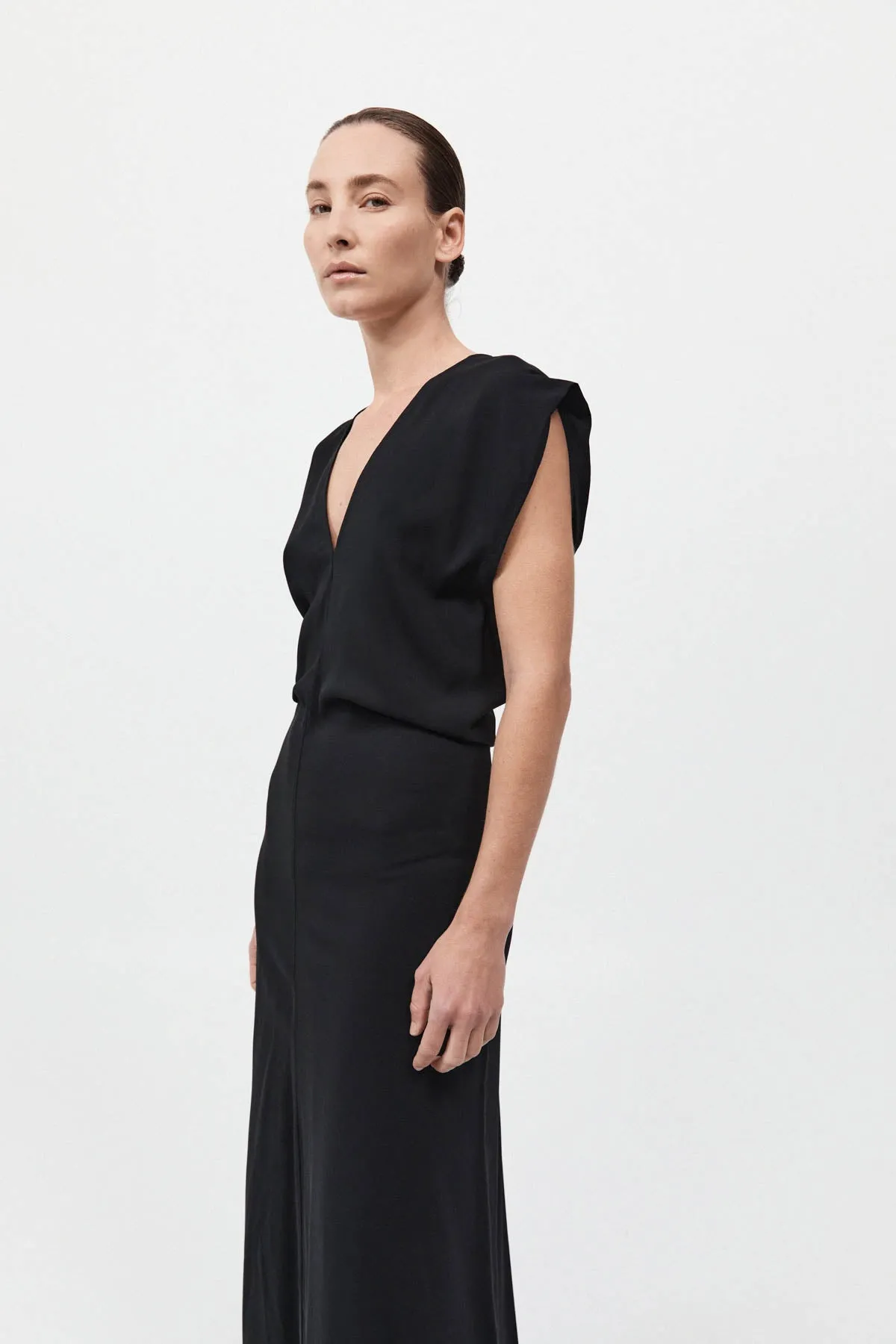 Plunge Drape Dress - Black sold by St. Agni product image thumbnail 2