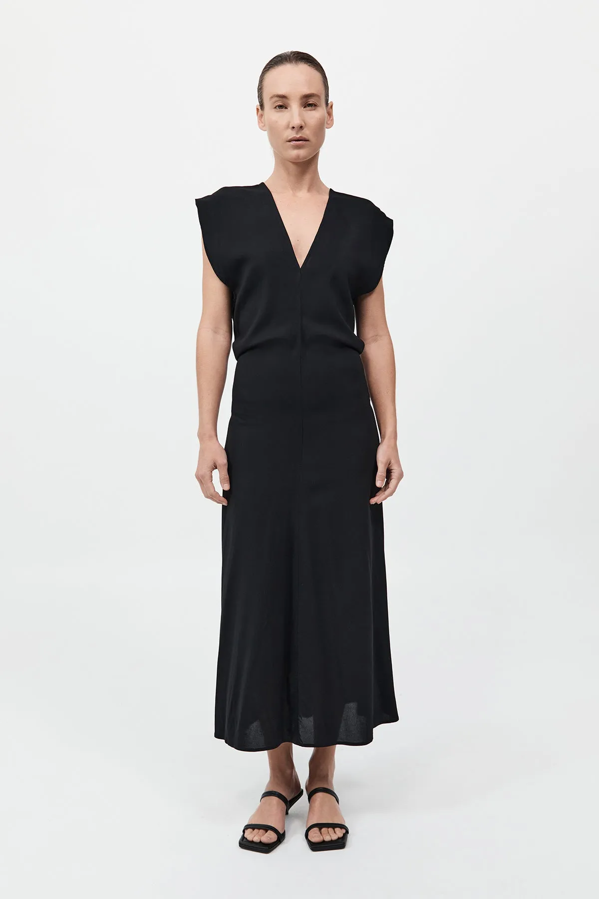 Plunge Drape Dress - Black sold by St. Agni