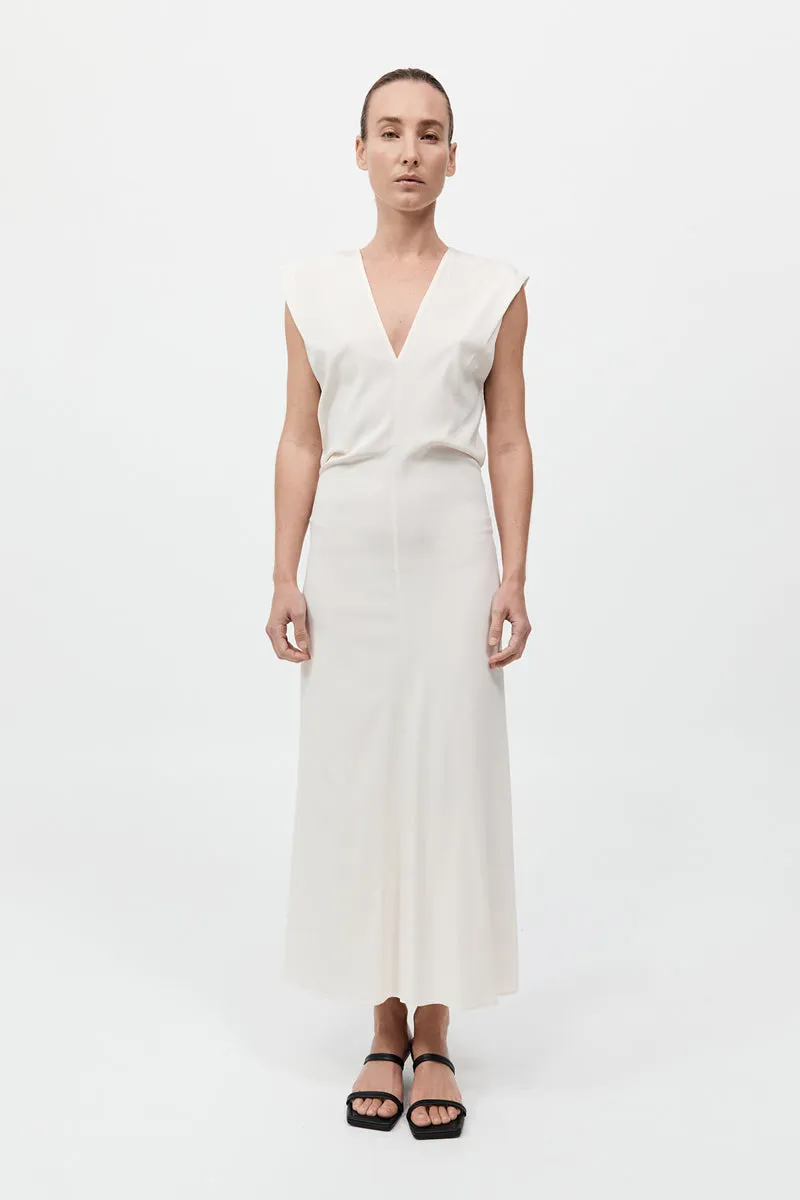 Plunge Drape Dress - Off White sold by St. Agni