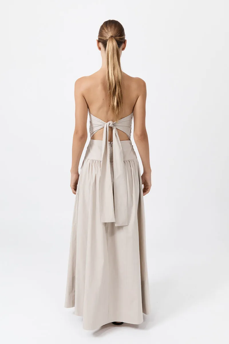 Gathered Strapless Tie Back Dress - Creme sold by St. Agni product image thumbnail 5