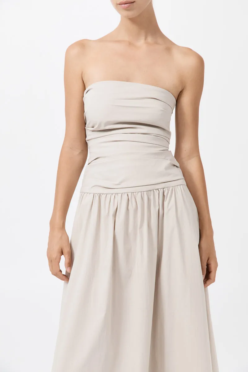 Gathered Strapless Tie Back Dress - Creme sold by St. Agni product image thumbnail 2