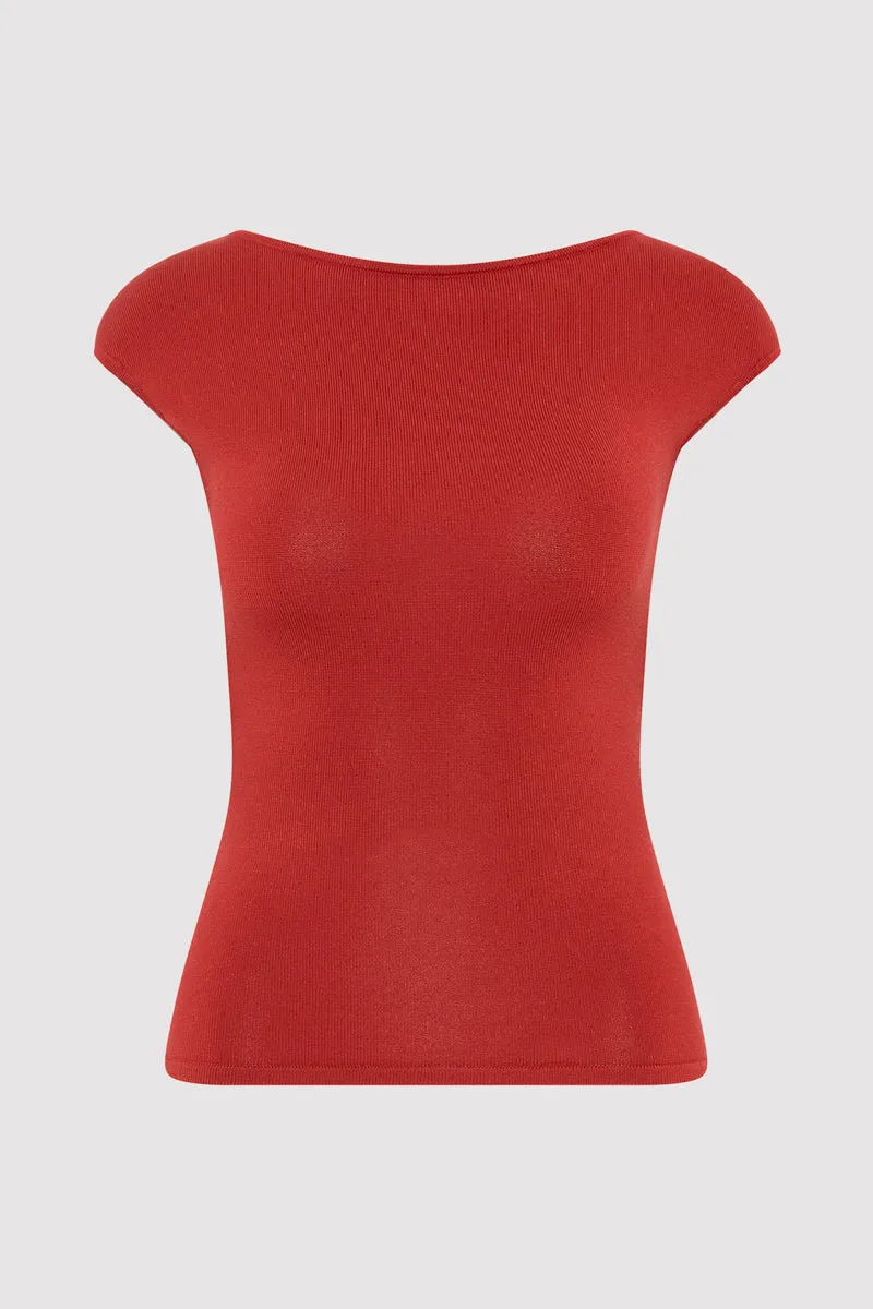 Sculpted Ballet Knit Top - Rosso sold by St. Agni product image thumbnail 5