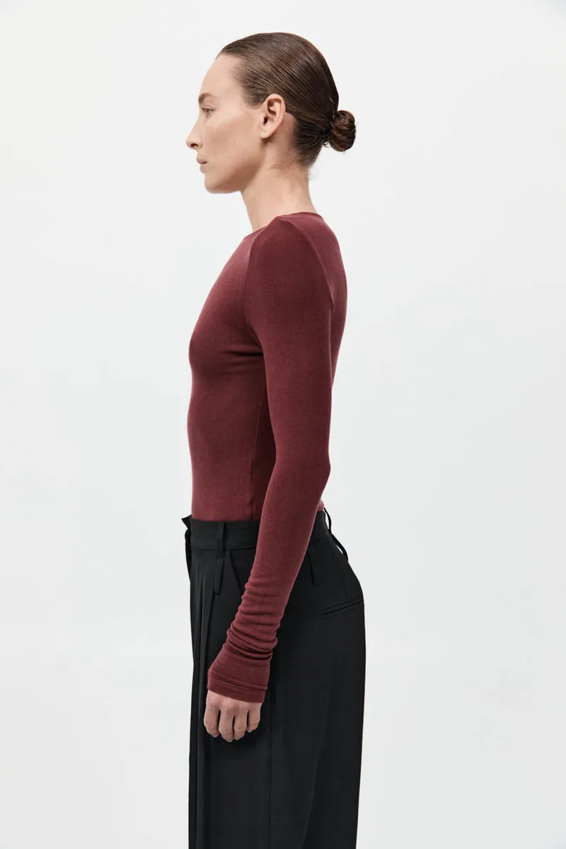 Bateau Long Sleeve Jersey Top - Currant sold by St. Agni product image thumbnail 4