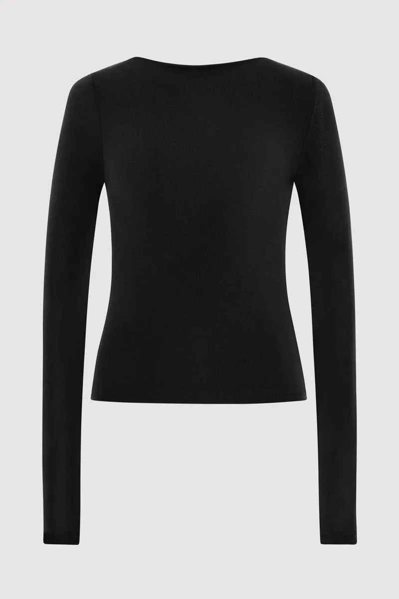 Bateau Long Sleeve Jersey Top - Black sold by St. Agni product image thumbnail 5