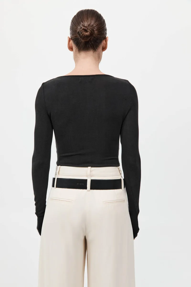 Bateau Long Sleeve Jersey Top - Black sold by St. Agni product image thumbnail 4