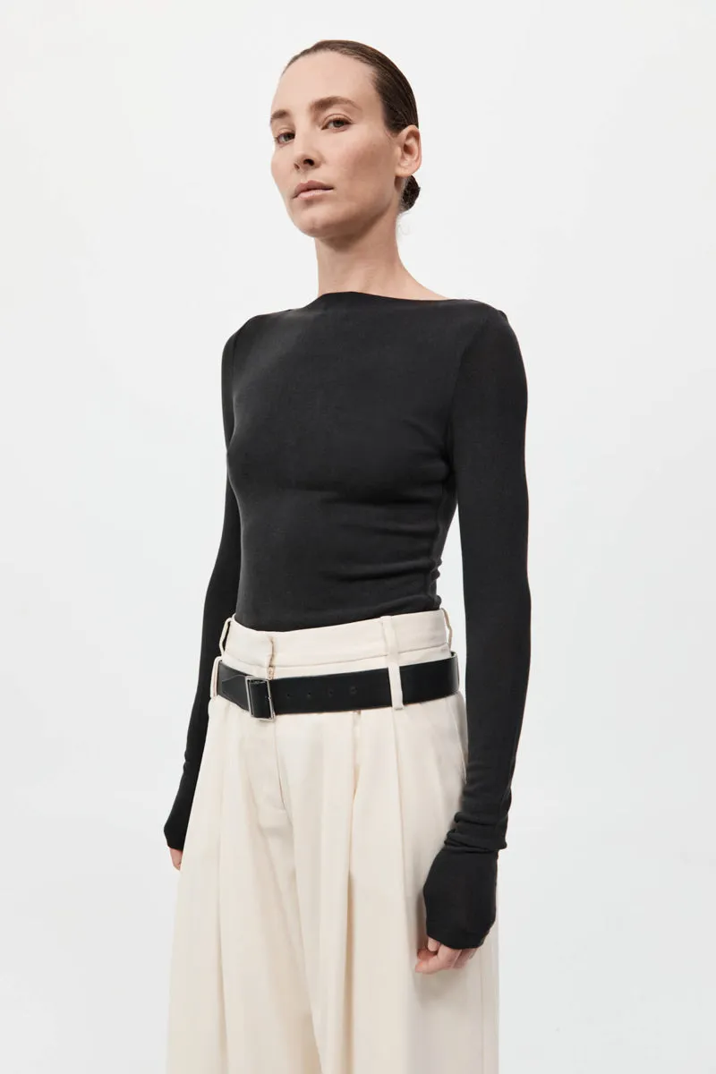 Bateau Long Sleeve Jersey Top - Black sold by St. Agni product image thumbnail 2