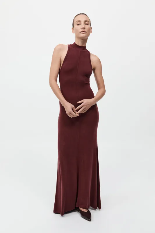 Racer Back Jersey Maxi Dress - Currant sold by St. Agni