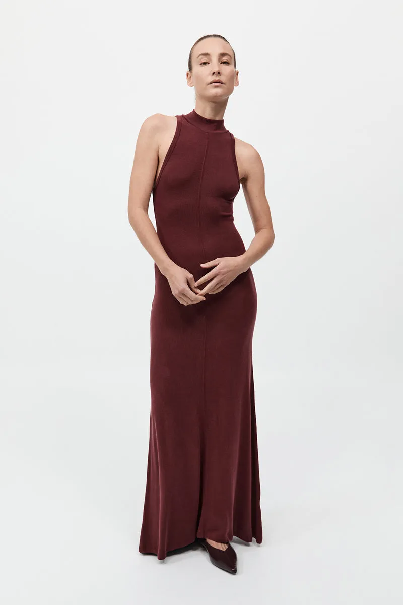 Racer Back Jersey Maxi Dress - Currant sold by St. Agni