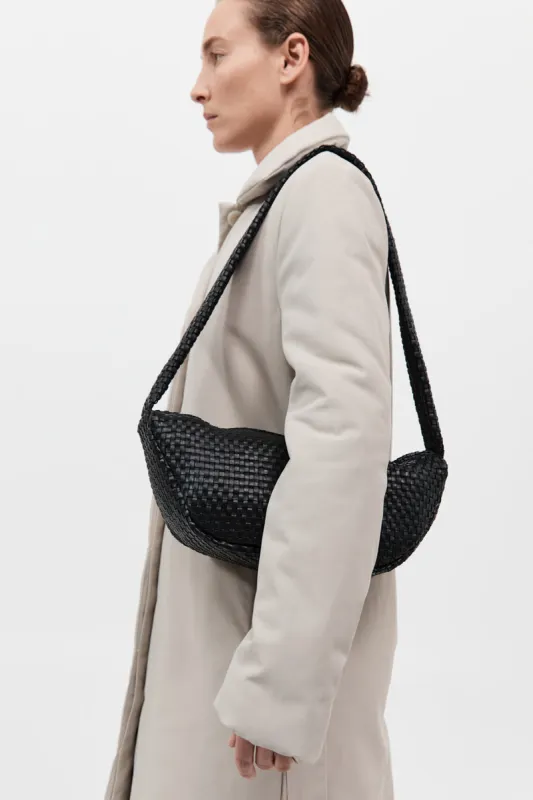 Lattice Weave Crescent Bag - Black made by St. Agni
