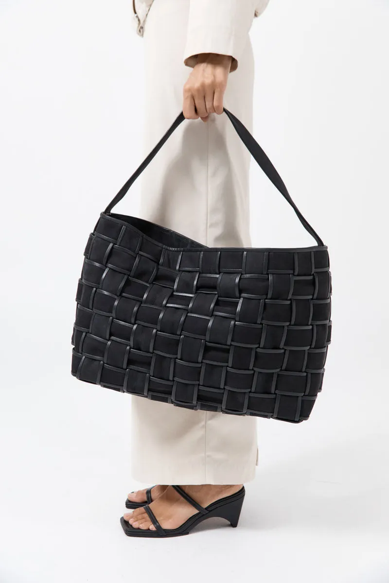 Border Woven Large Tote - Black sold by St. Agni