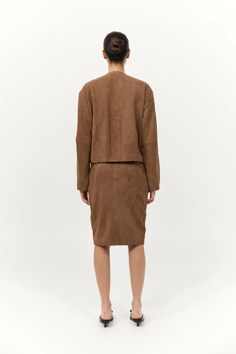 Suede Pencil Skirt - Toffee sold by St. Agni product image thumbnail 4
