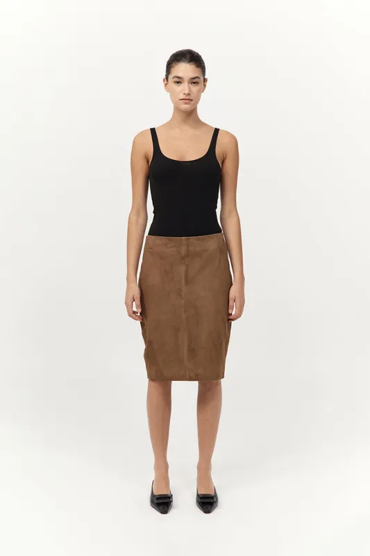 Suede Pencil Skirt - Toffee sold by St. Agni
