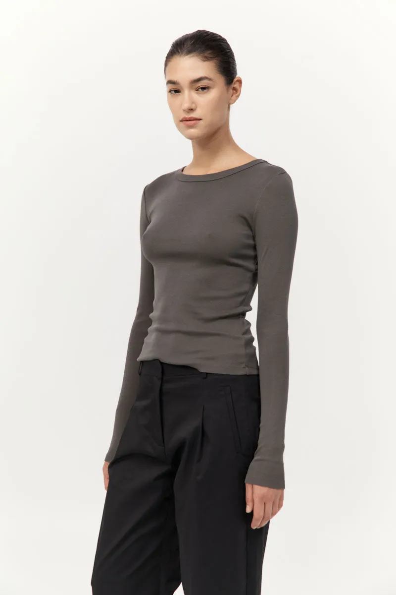 Organic Cotton Long Sleeve Top - Khaki sold by St. Agni product image thumbnail 3