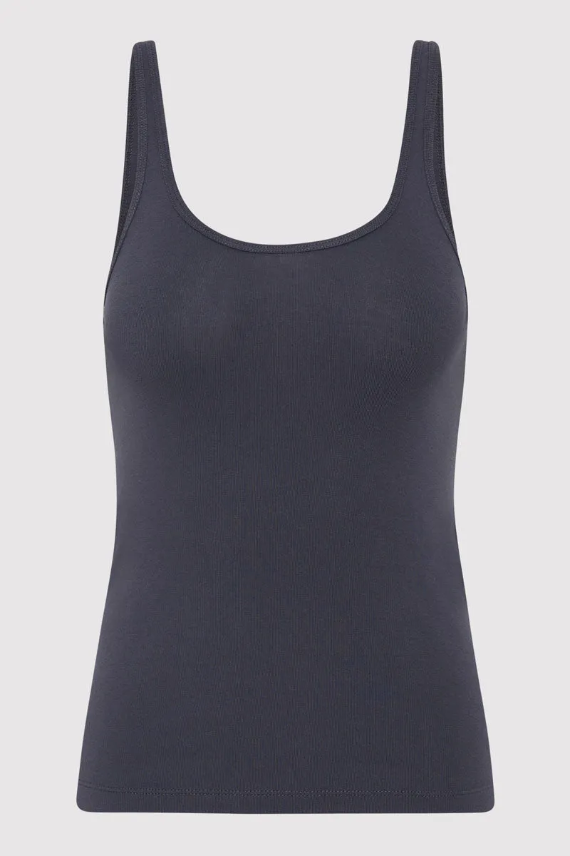 Organic Cotton Slim Scoop Tank - Storm sold by St. Agni product image thumbnail 5