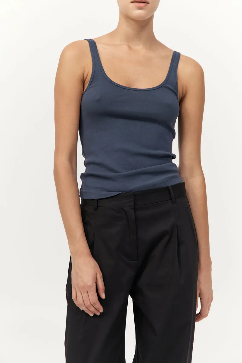 Organic Cotton Slim Scoop Tank - Storm sold by St. Agni product image thumbnail 2