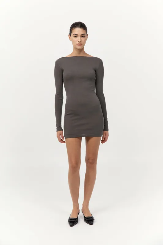 Organic Cotton Bateau Dress - Khaki sold by St. Agni