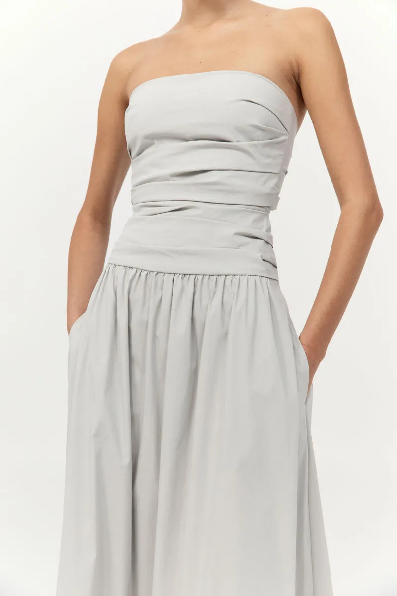 Gathered Strapless Tie Back Dress - Silver sold by St. Agni product image thumbnail 2