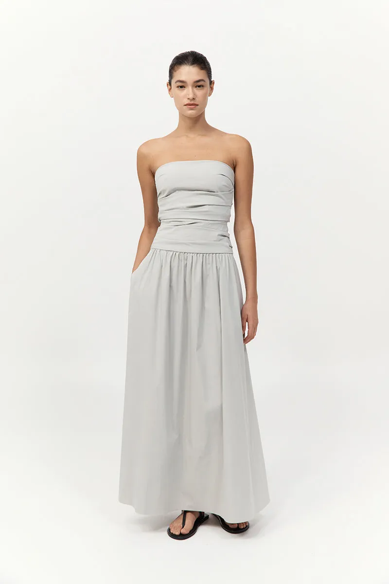 Gathered Strapless Tie Back Dress - Silver sold by St. Agni product image thumbnail 4