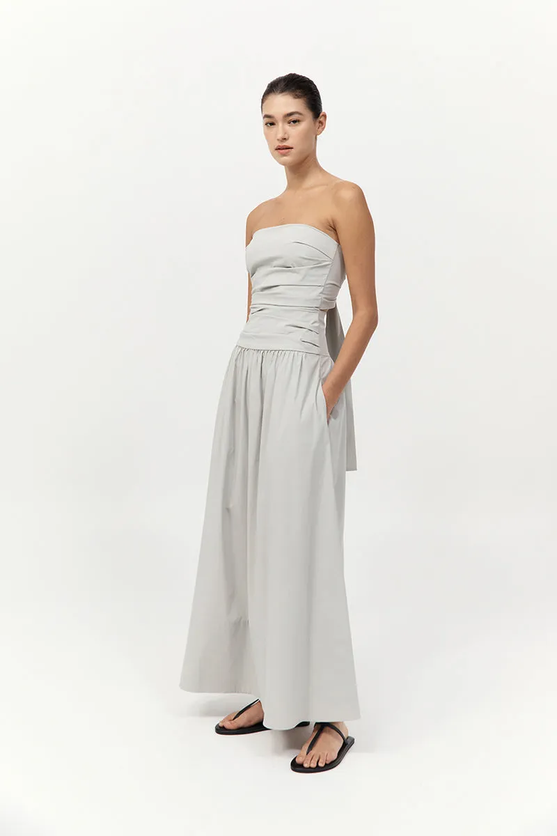Gathered Strapless Tie Back Dress - Silver sold by St. Agni product image thumbnail 3