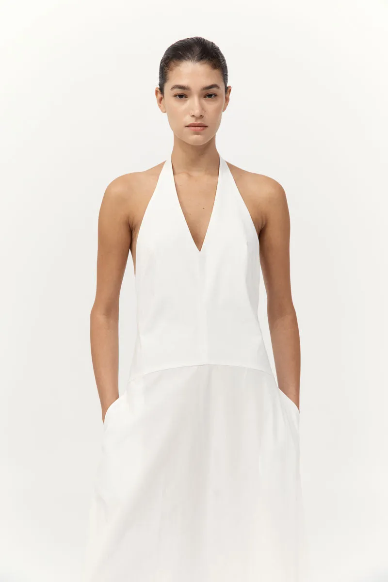 Halter Plunge Dress - White sold by St. Agni product image thumbnail 4