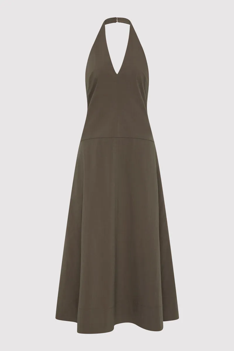 Halter Plunge Dress - Khaki sold by St. Agni product image thumbnail 5