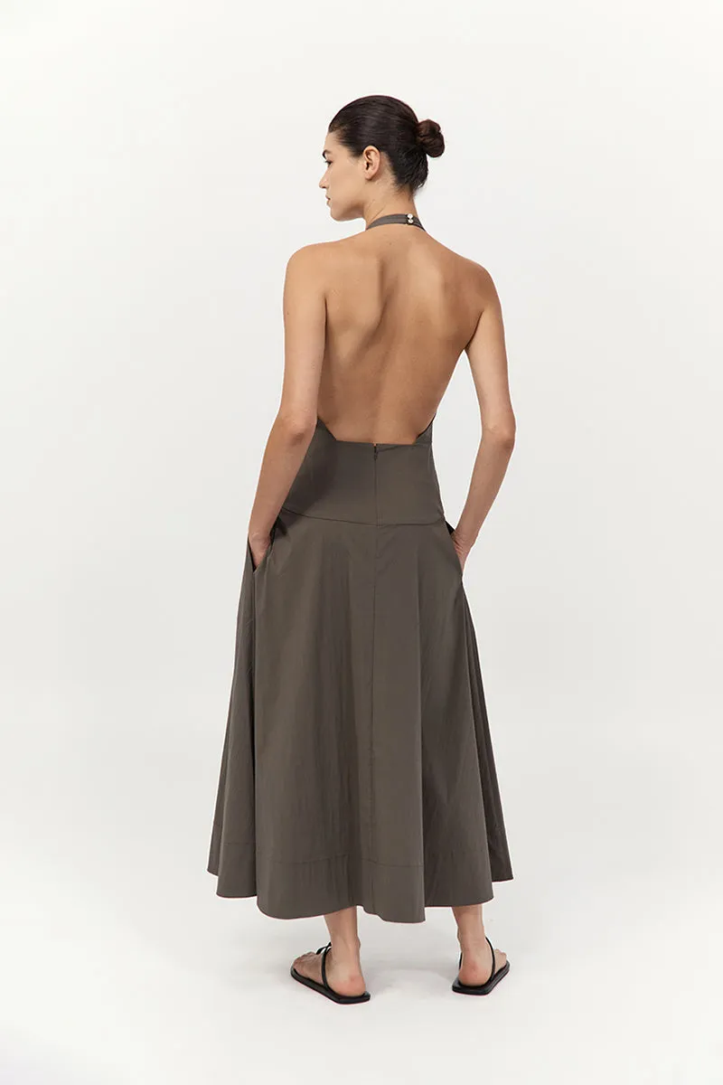 Halter Plunge Dress - Khaki sold by St. Agni product image thumbnail 3
