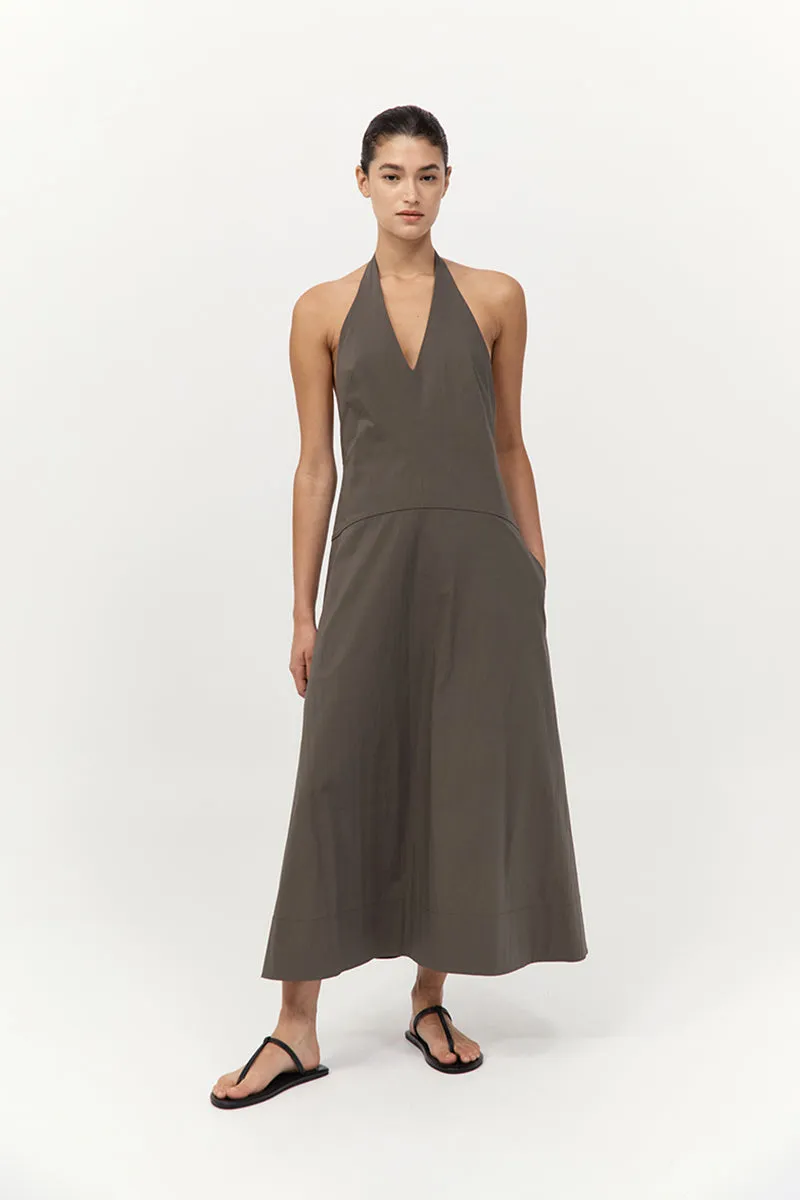 Halter Plunge Dress - Khaki sold by St. Agni product image thumbnail 4