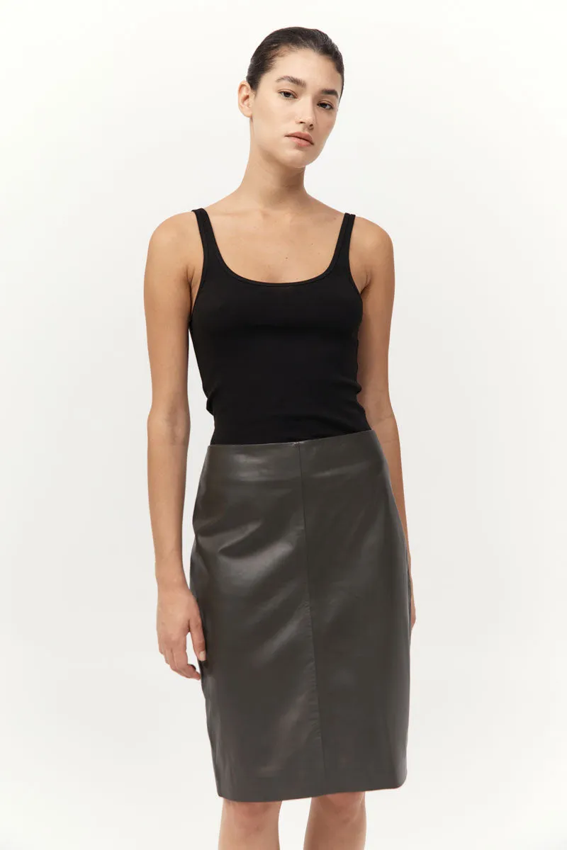 Leather Pencil Skirt - Khaki sold by St. Agni product image thumbnail 5