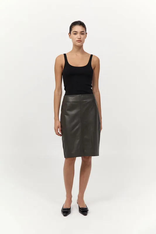 Leather Pencil Skirt - Khaki sold by St. Agni