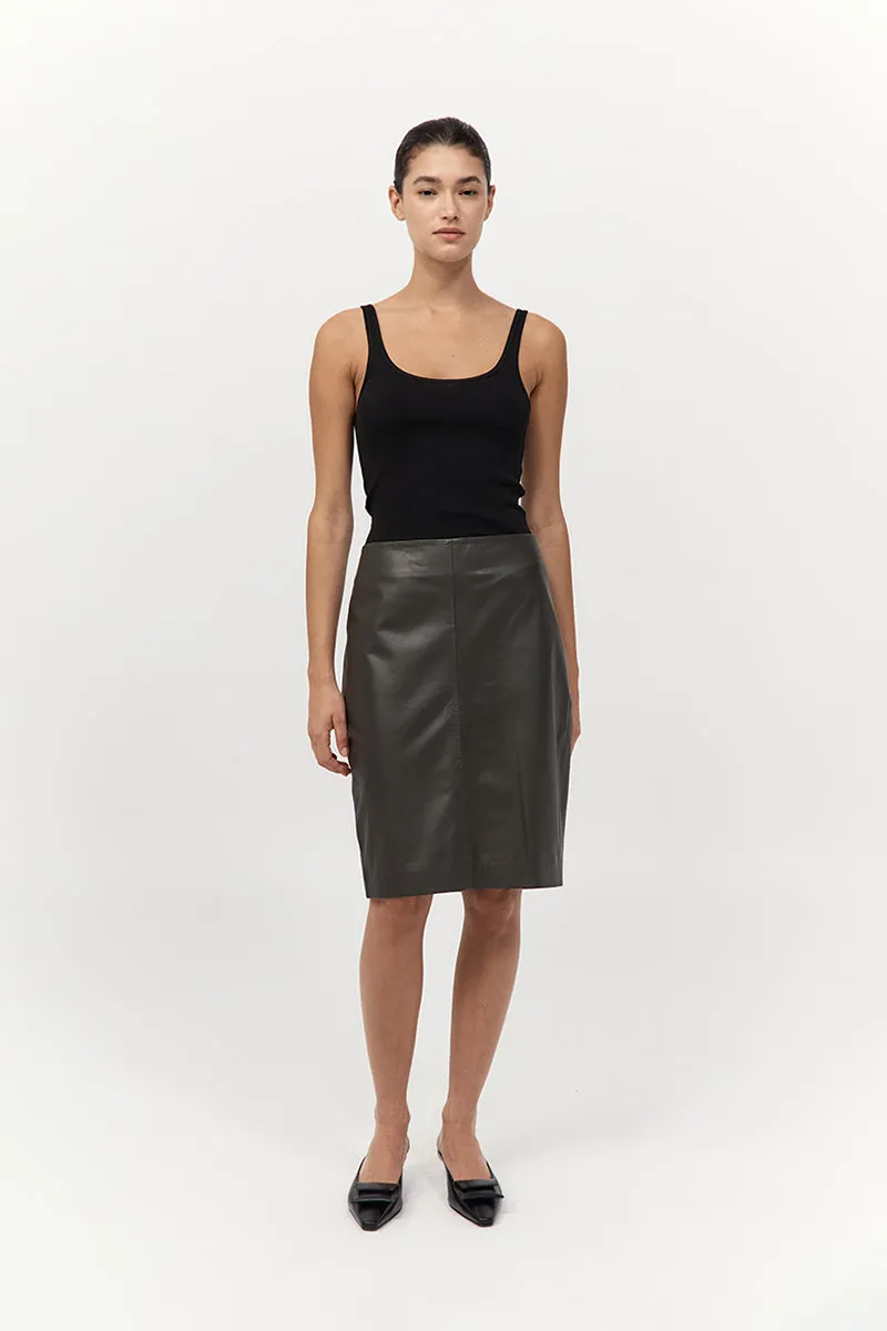 Leather Pencil Skirt - Khaki sold by St. Agni