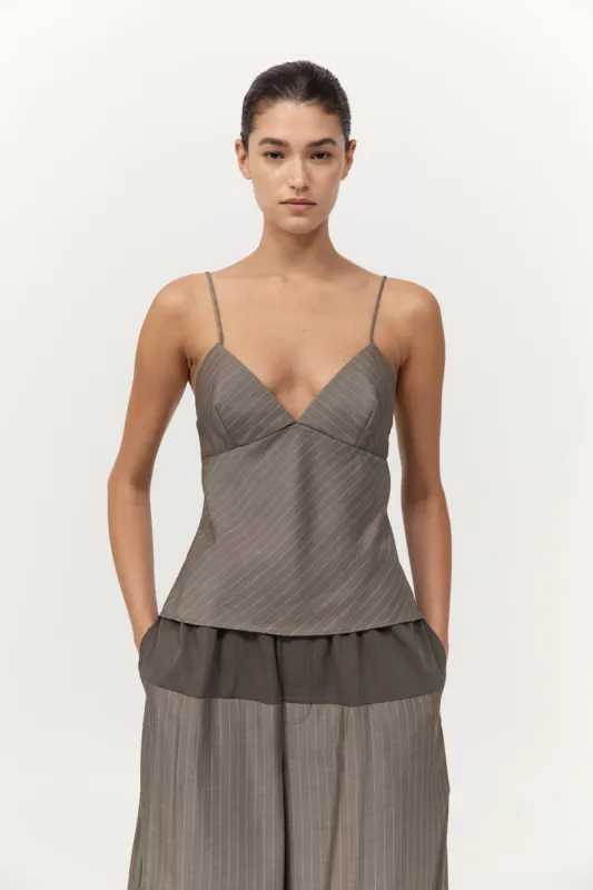Bias Cami - Khaki Pinstripe sold by St. Agni