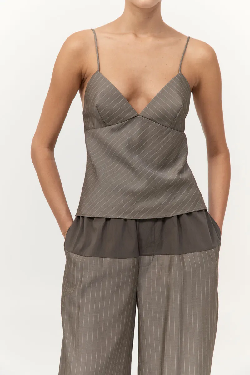 Bias Cami - Khaki Pinstripe sold by St. Agni product image thumbnail 2