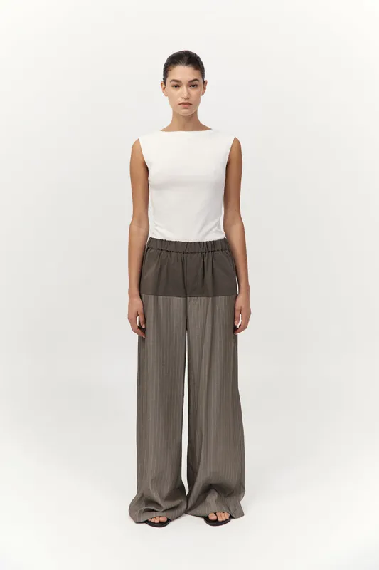 Relaxed Splice Pants - Khaki Pinstripe made by St. Agni