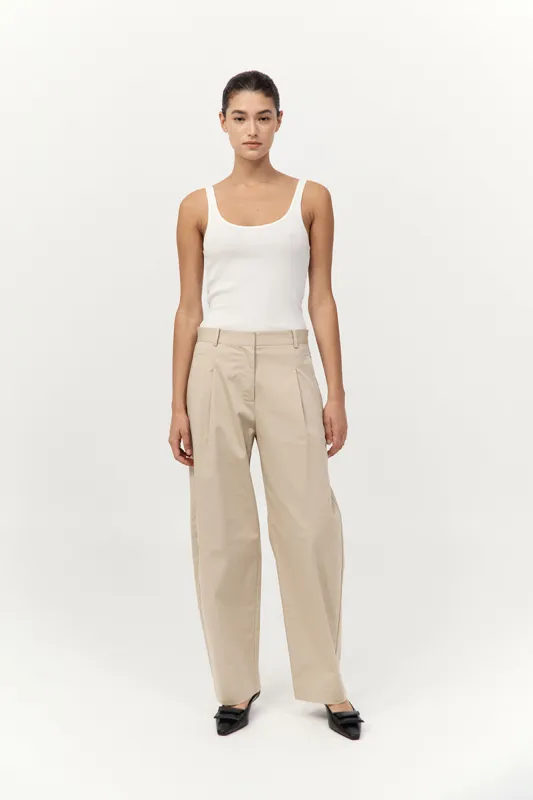 Cotton Barrel Leg Pants - Champagne sold by St. Agni