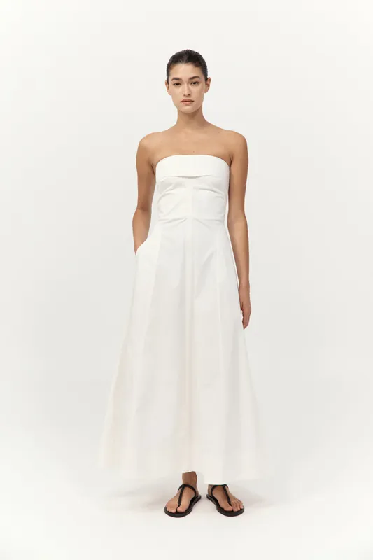 Sculpted Cotton Strapless Dress - Milk sold by St. Agni