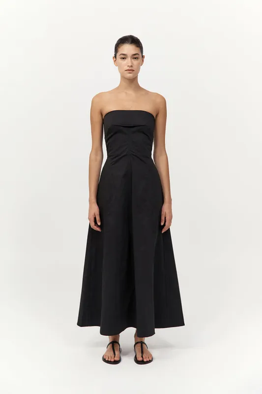 Sculpted Cotton Strapless Dress - Black sold by St. Agni