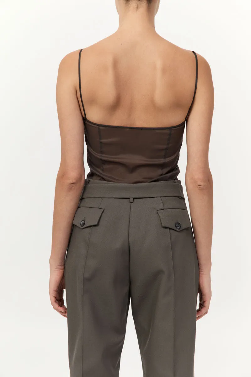 PRE-ORDER: Transparent Silk Cami - Black Olive sold by St. Agni product image thumbnail 5