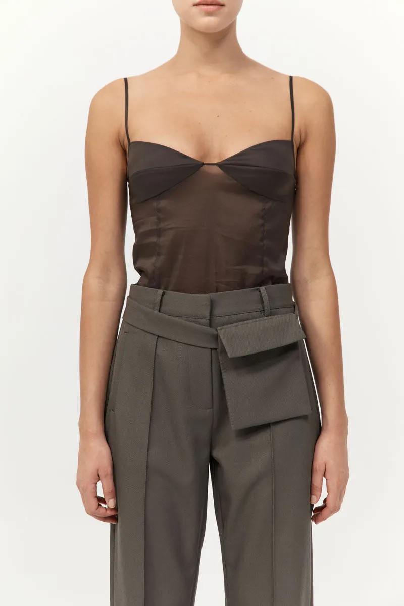 PRE-ORDER: Transparent Silk Cami - Black Olive sold by St. Agni product image thumbnail 4