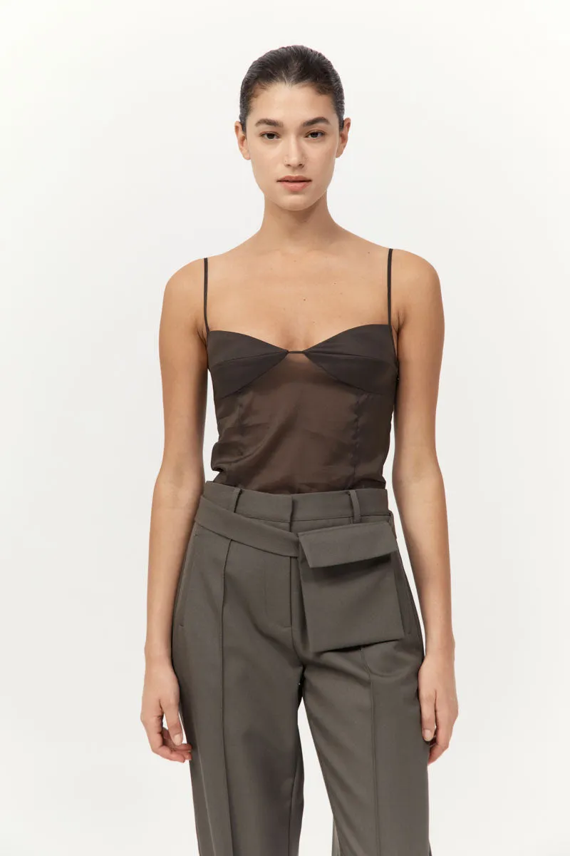 PRE-ORDER: Transparent Silk Cami - Black Olive sold by St. Agni