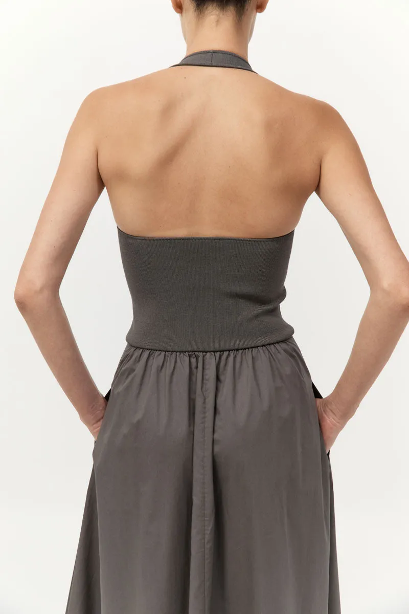 Halter Gathered Dress - Khaki sold by St. Agni product image thumbnail 5