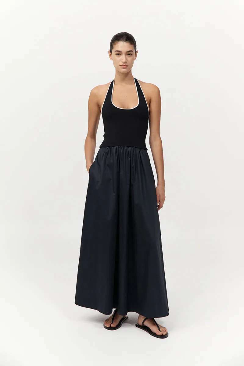 Halter Gathered Dress - Black sold by St. Agni