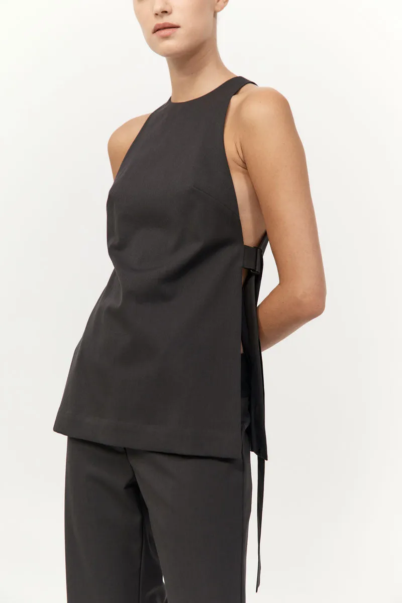 Side Tie Top - Black Olive sold by St. Agni product image thumbnail 2