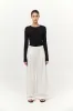 Twill Wide Leg Pleat Pants - Off White sold by St. Agni
