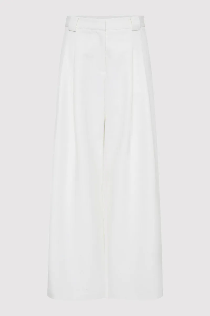 Twill Wide Leg Pleat Pants - Off White sold by St. Agni product image thumbnail 4