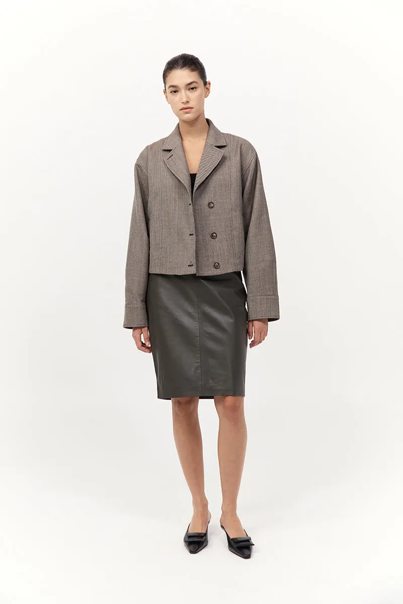 Wool Cocoon Bomber - Parquetry sold by St. Agni product image thumbnail 3