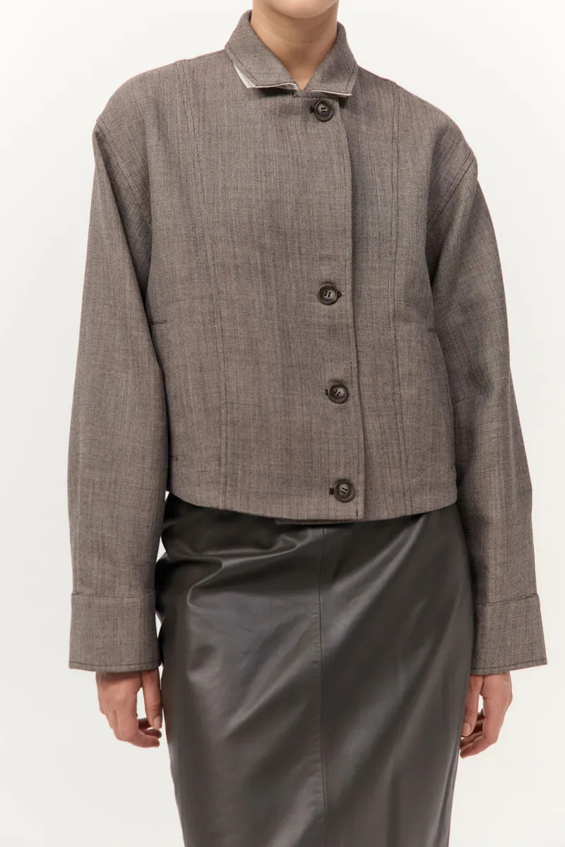 Wool Cocoon Bomber - Parquetry sold by St. Agni product image thumbnail 4