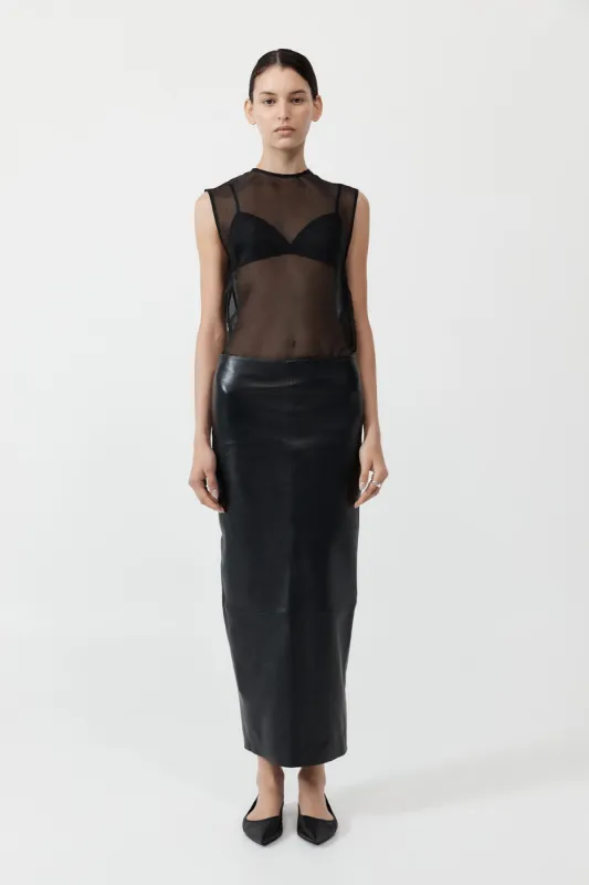 Leather Column Skirt - Black sold by St. Agni