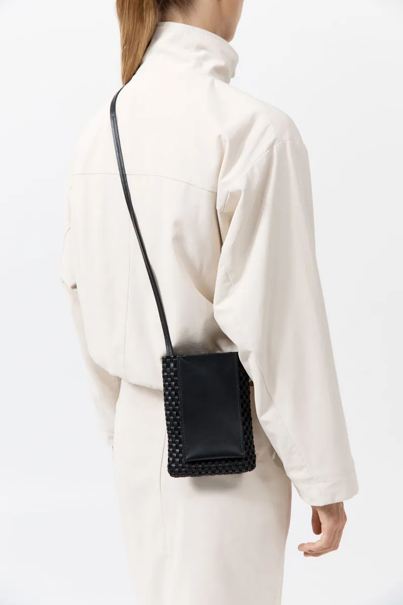 Lattice Contrast Sling Pouch - Black sold by St. Agni product image thumbnail 5